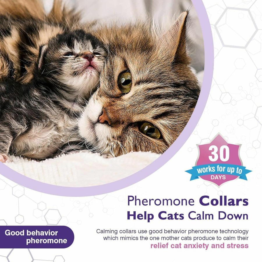 Cat Tcllka | 3 Pack Calming Collar Efficient Relieve Reduce Anxiety Stress Pheromones Calm Relaxing Comfortable Breakaway Collars Adjustable For Small, Medium Large Cat, Kittens