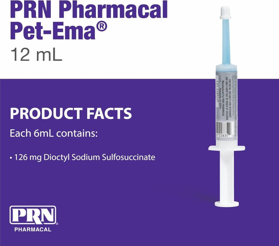 Cat PRN Pharmacal | Prn Pharmacal Petema - Disposable Single Use Enema For Dogs & Cats - Rectally Administered Gel Containing Lubricant, Laxative & Stool Softener - With Glycerin & Sorbic Acid - 6 Ml Syringe (3 Pack)