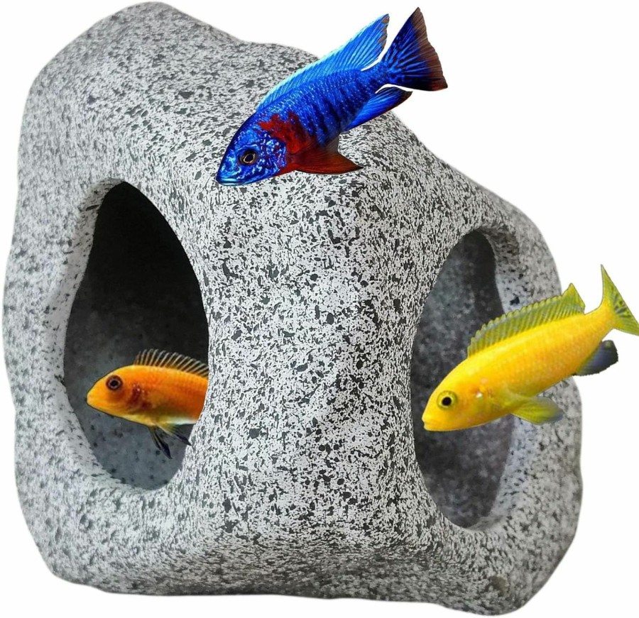 Fish & Aquatic SpringSmart | Springsmart Aquarium Hideaway Rock Cave For Aquatic Pets To Breed, Play And Rest, Safe And Non-Toxic Ceramic Fish Tank Ornaments, Decor Stone For Betta