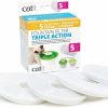 Cat Catit | Catit Triple Action Replacement Original Water Fountain Filters, 5 Pack Official Replacement Filters For Catit Cat Drinking Water Fountains