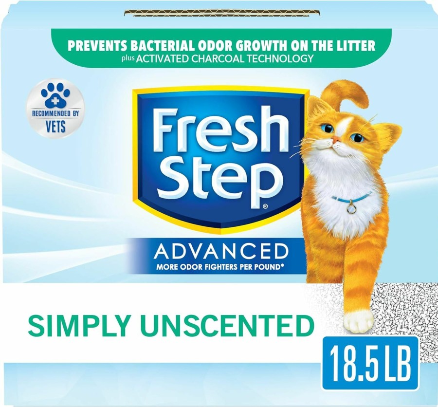 Cat Fresh Step | Fresh Step Clumping Cat Litter, Advanced, Simply Unscented, Extra Large, 37 Pounds Total (2 Pack Of 18.5Lb Boxes) (Package May Vary)